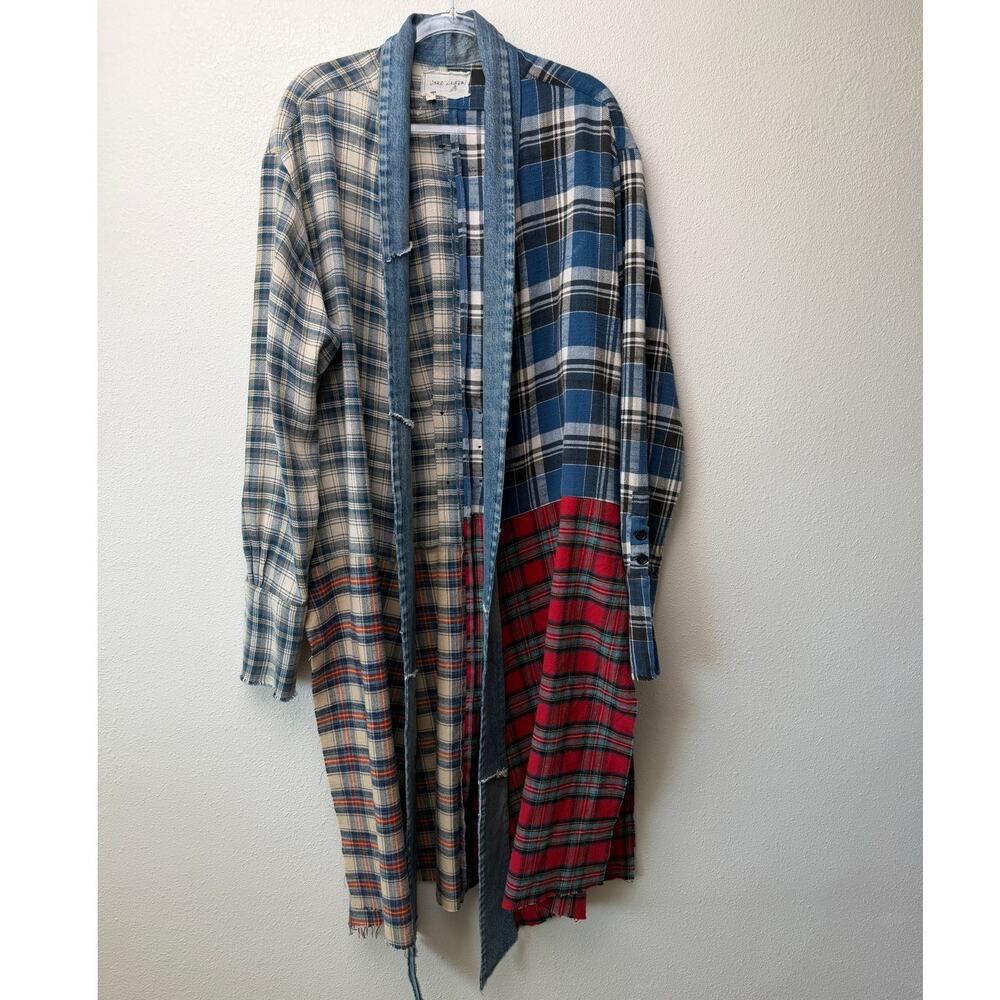 NWOT Greg Lauren Denim Studio Patchwork Plaid Kimono Coat Size S - Picture 8 of 15
